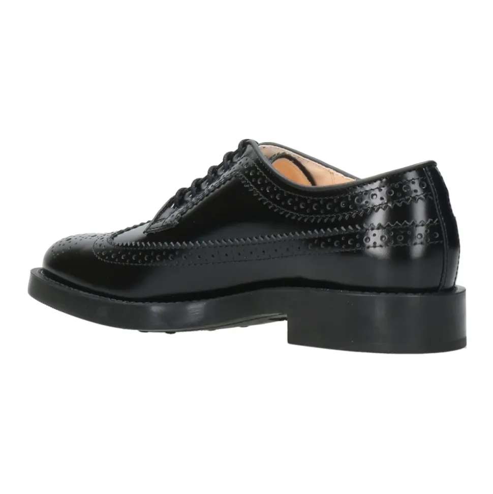 Schwarze Lederschuhe mit englischen Perforationen