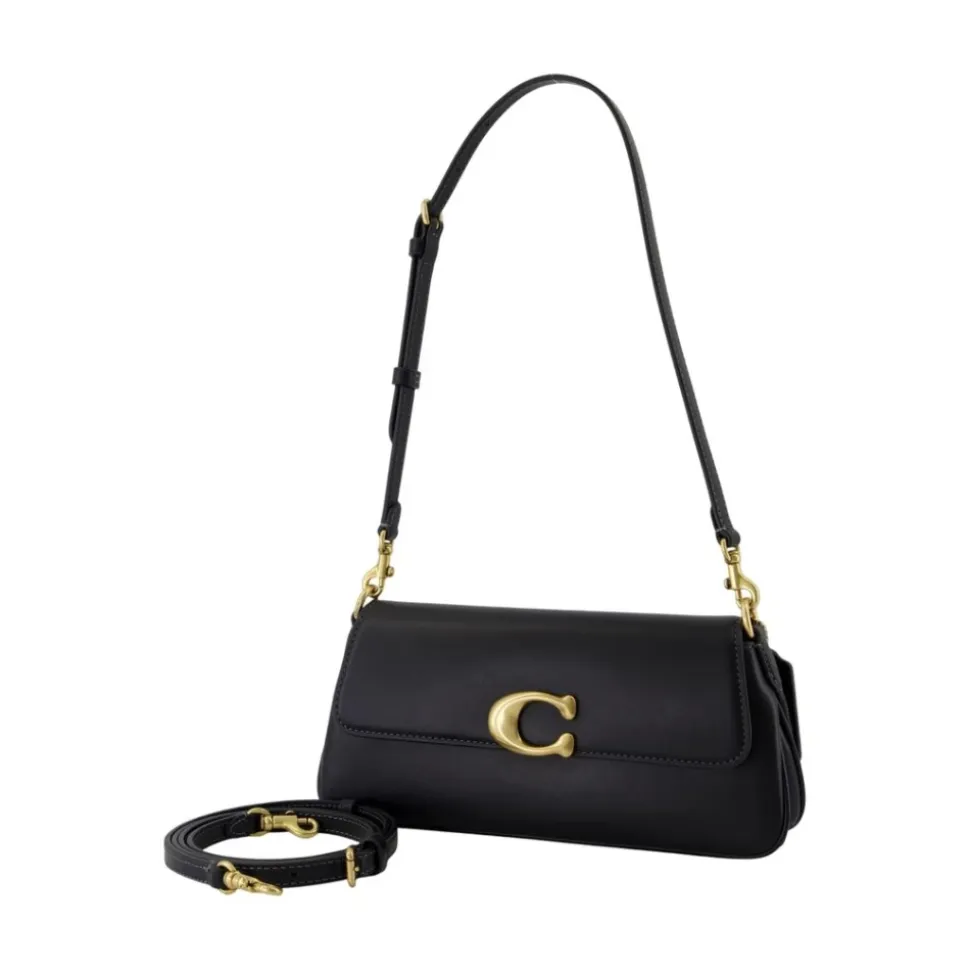 Schwarze Leder-Schultertasche