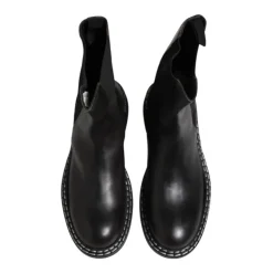 Schwarze Lederstiefel mit Logo