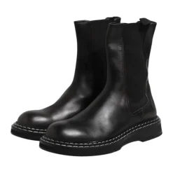Schwarze Lederstiefel mit Logo
