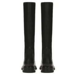 Schwarze Lederstiefel mit Slip-On-Obermaterial