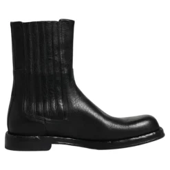 Schwarze Lederstiefel Schuhe