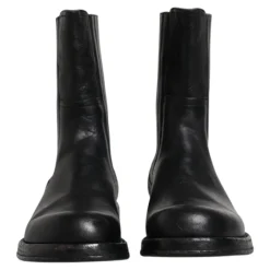 Schwarze Lederstiefel Schuhe