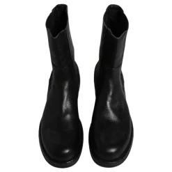 Schwarze Lederstiefel Schuhe