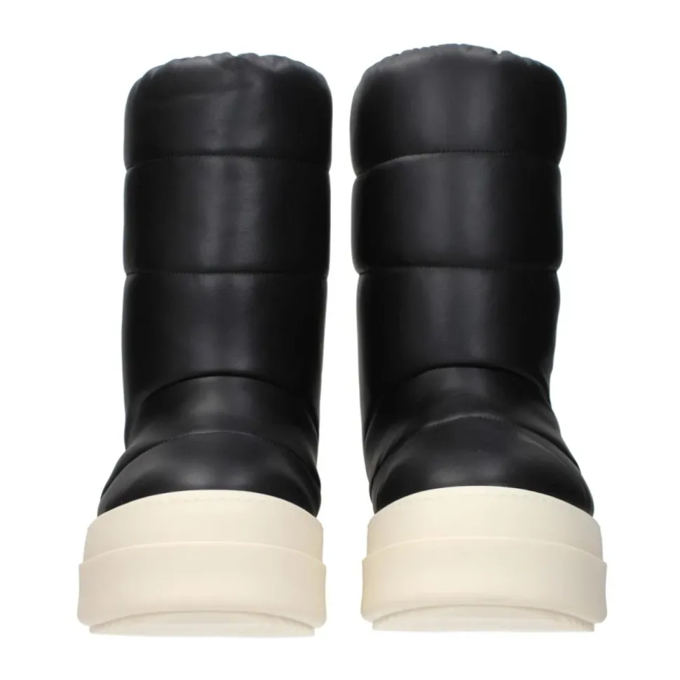 Schwarze Lederstiefeletten mit Reißverschluss