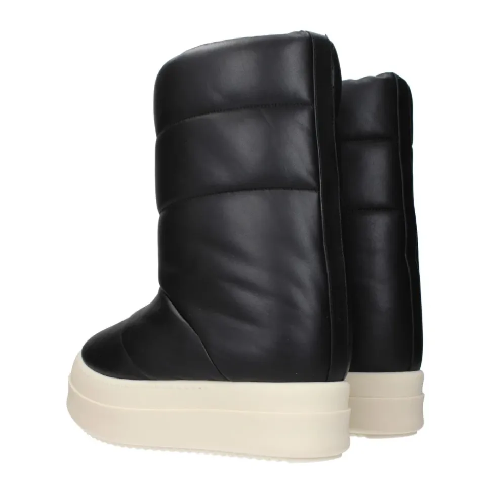 Schwarze Lederstiefeletten mit Reißverschluss