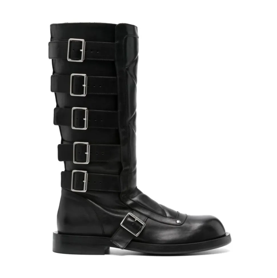 Schwarze Lederstiefeletten mit seitlichem Reißverschluss