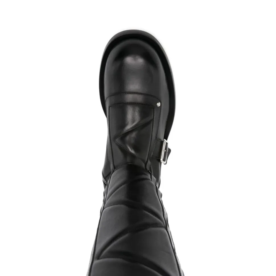 Schwarze Lederstiefeletten mit seitlichem Reißverschluss