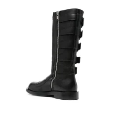 Schwarze Lederstiefeletten mit seitlichem Reißverschluss