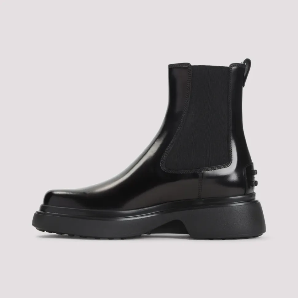 Schwarze Leder-Stiefeletten für Frauen
