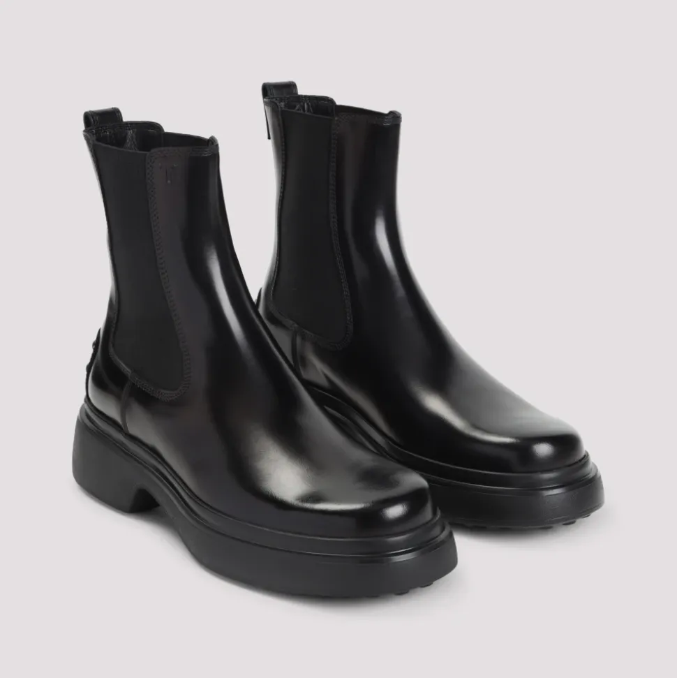Schwarze Leder-Stiefeletten für Frauen