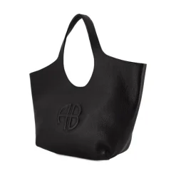 Schwarze Ledertasche - Umschlagklappe