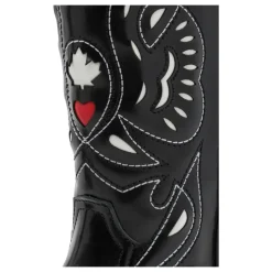Schwarze Leder-Westernstiefel mit Stickerei
