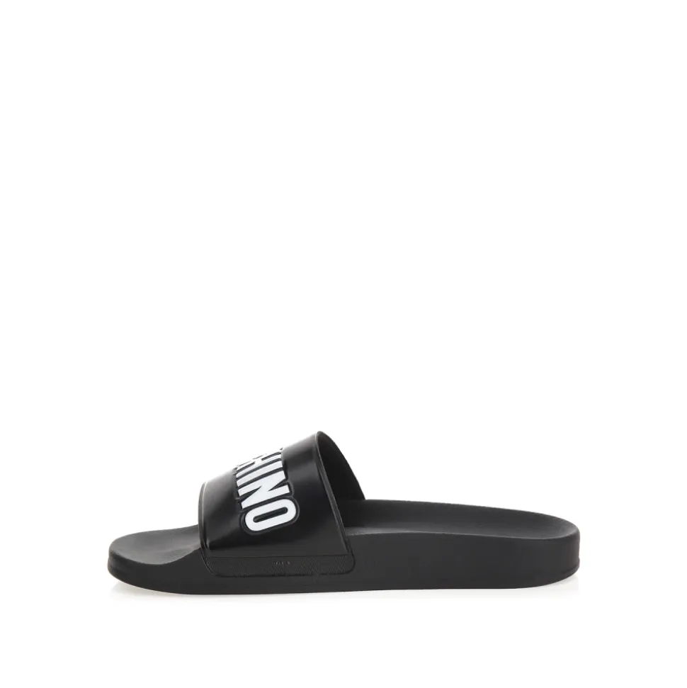 Schwarze Logo Gummi Pool Slides