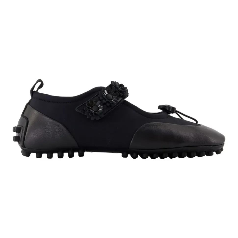 Schwarze Mary Jane Neoprenschuhe