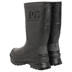 Schwarze Metallic Pull-On Regenstiefel