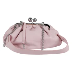 Schwarze Nappa Clutch Tasche mit Boules