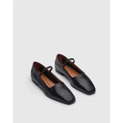 Schwarze Nappa Mary Jane Ballerinas
