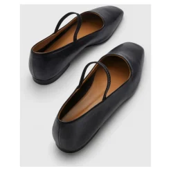 Schwarze Nappa Mary Jane Ballerinas