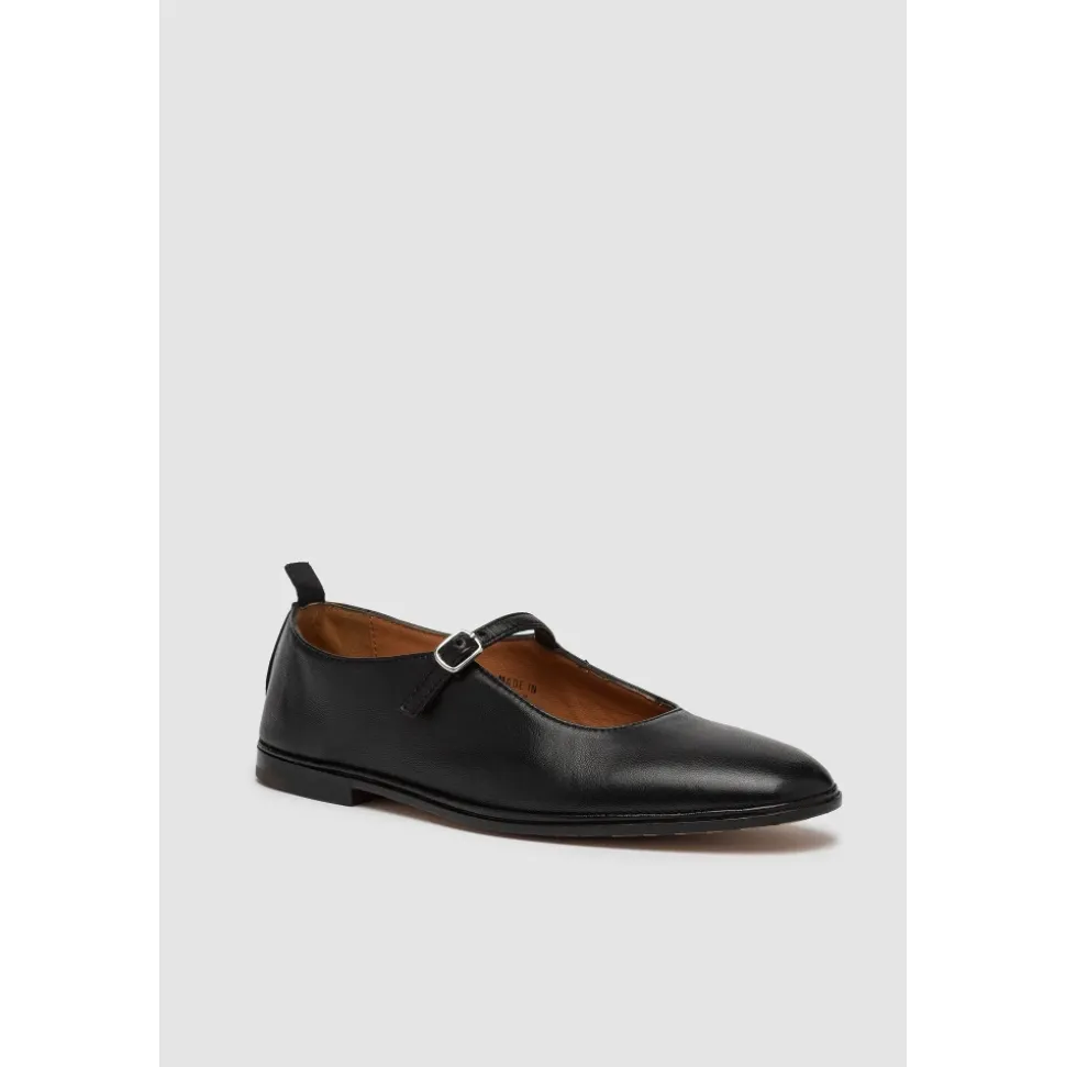 Schwarze Nappaleder Ballerina Flats