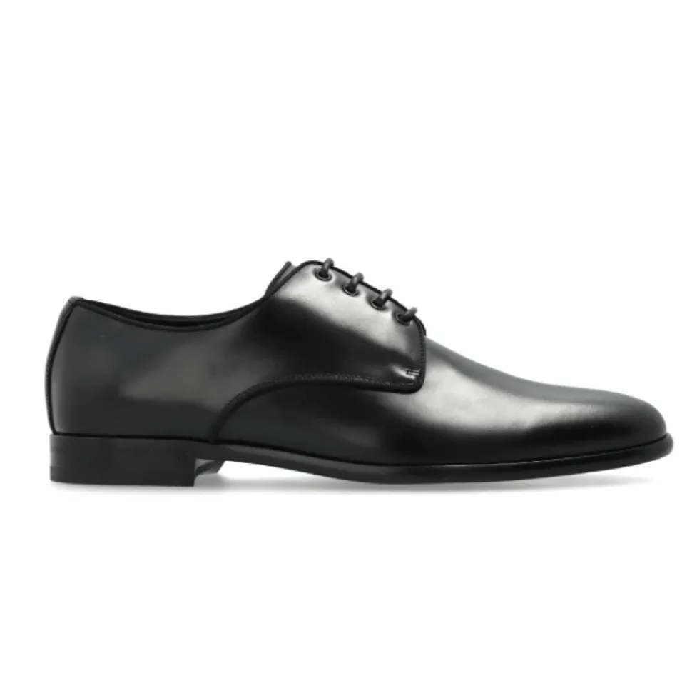 Schwarze Oxford-Schuhe aus Leder mit mandelförmiger Spitze