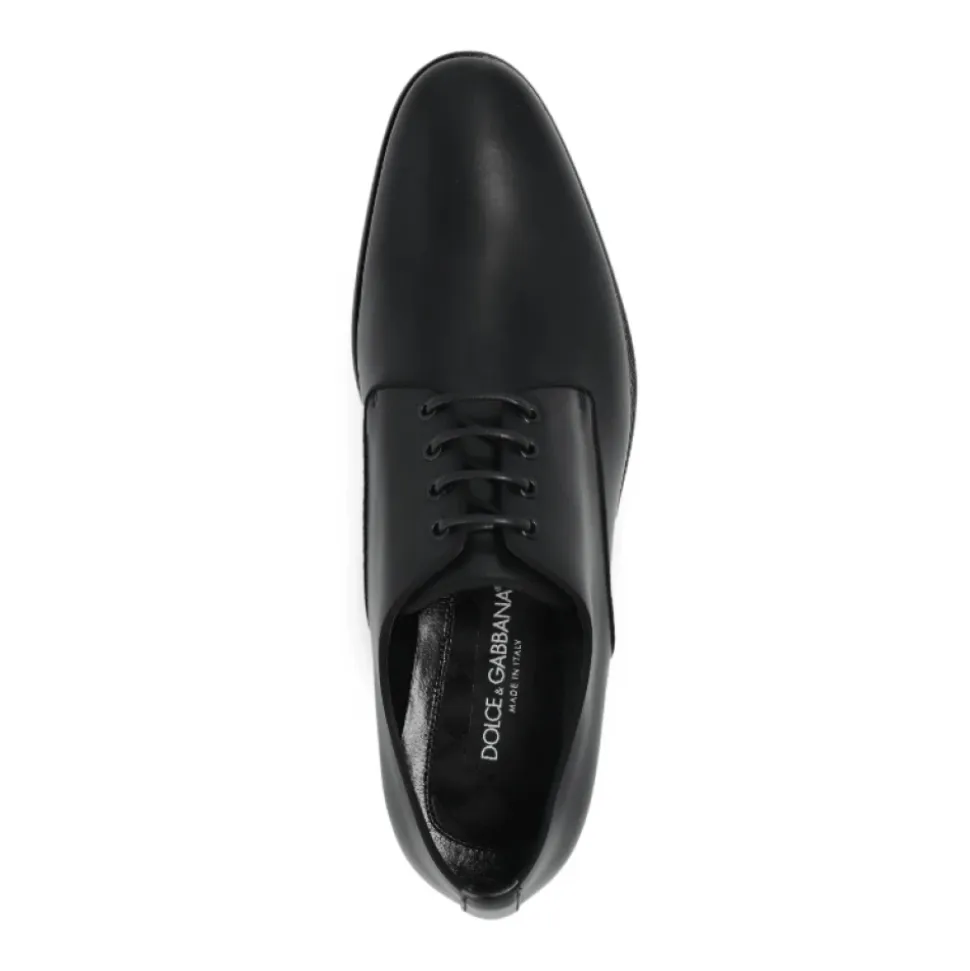 Schwarze Oxford-Schuhe aus Leder mit mandelförmiger Spitze