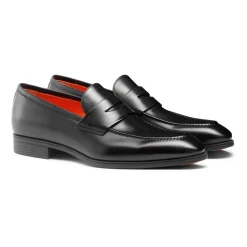 Schwarze Penny Loafer aus Leder