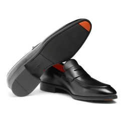 Schwarze Penny Loafer aus Leder