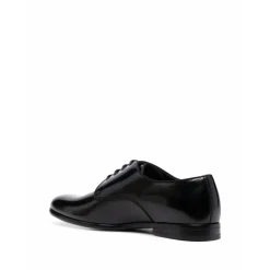 Schwarze Polierte Leder Derby Schuhe