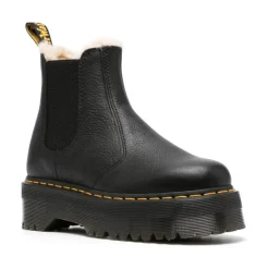 Schwarze Quad Platform Chelsea Stiefel