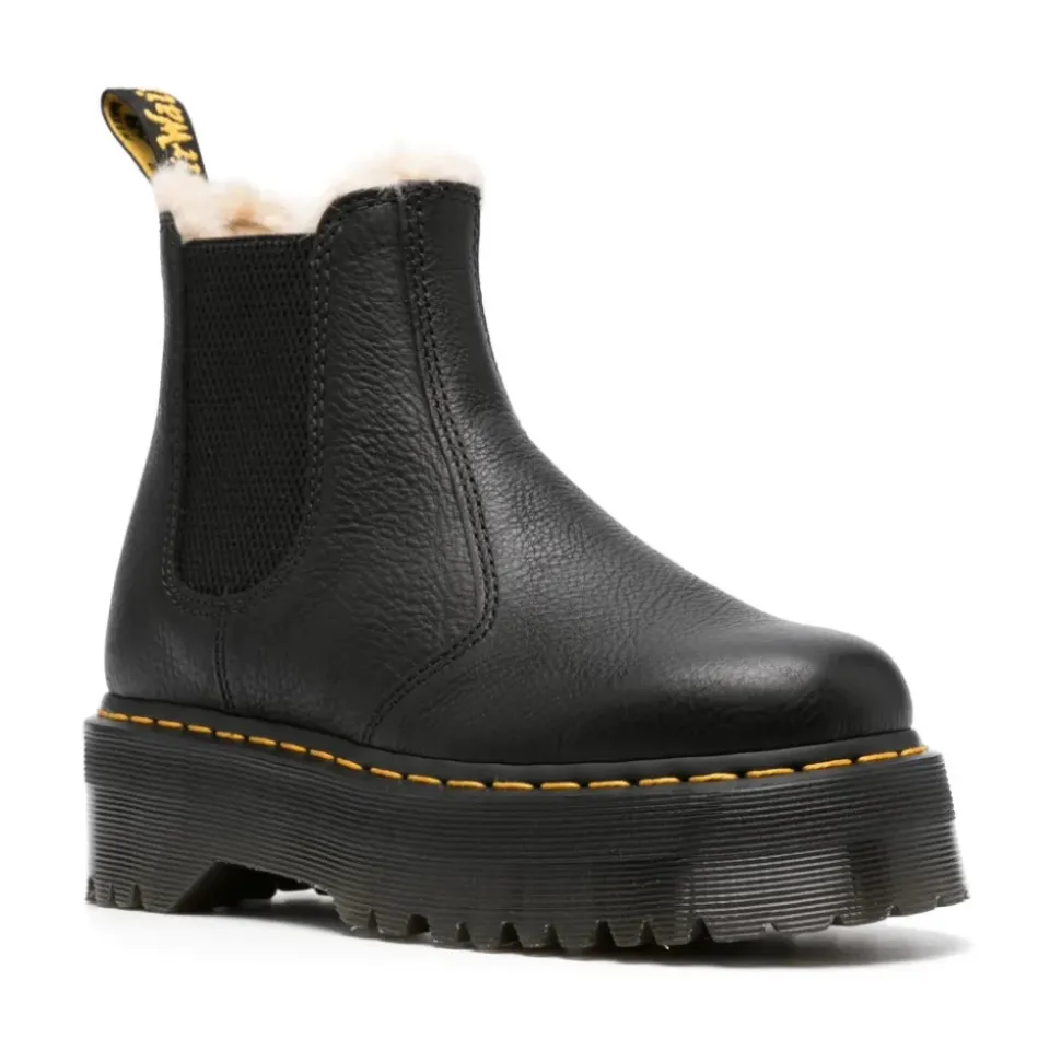 Schwarze Quad Platform Chelsea Stiefel