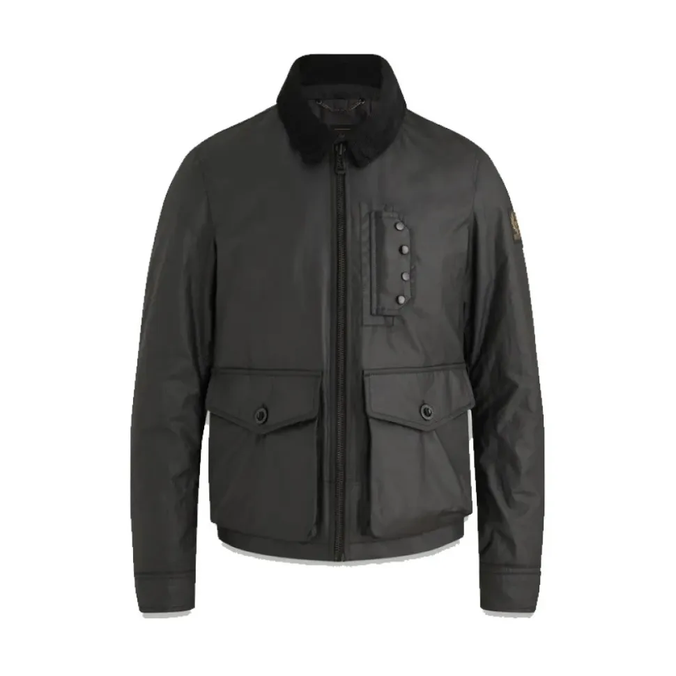 Schwarze Range Jacke mit Schaffellbesatz