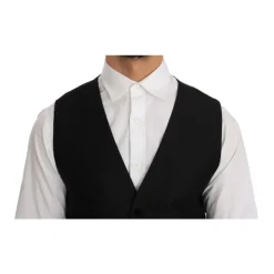 Schwarze Samt Circle Polka Dot Weste
