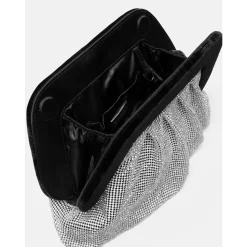 Schwarze Samt-Clutch mit Strass