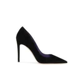 Schwarze Samt-Stiletto-Pumps