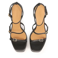 Schwarze Sandalen mit Absatz und Plateausohle