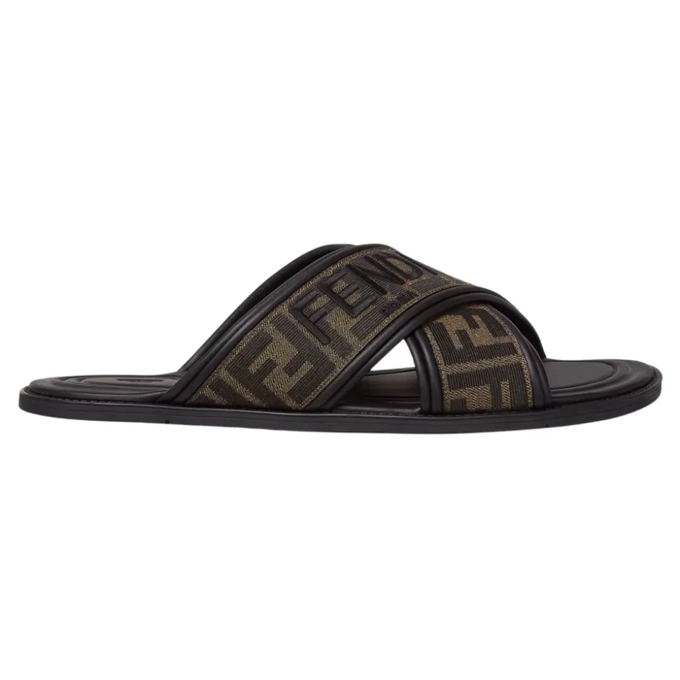 Schwarze Sandalen mit FF-Motiv