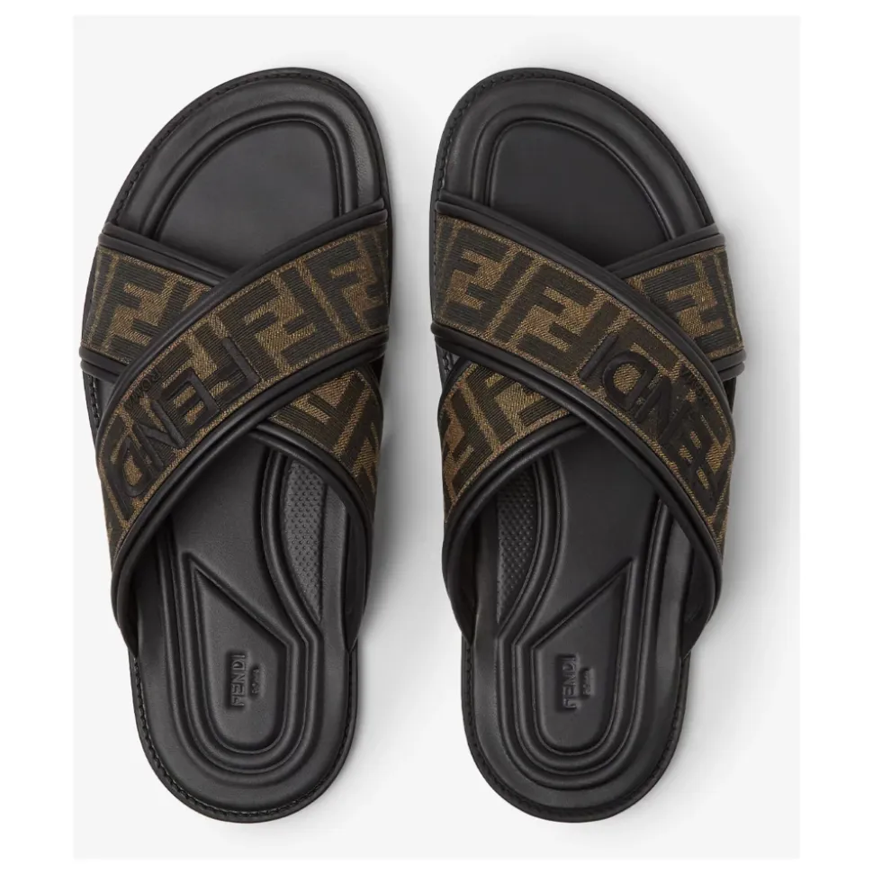 Schwarze Sandalen mit FF-Motiv