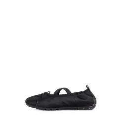 Schwarze Satin Ballerina Grip Schuhe