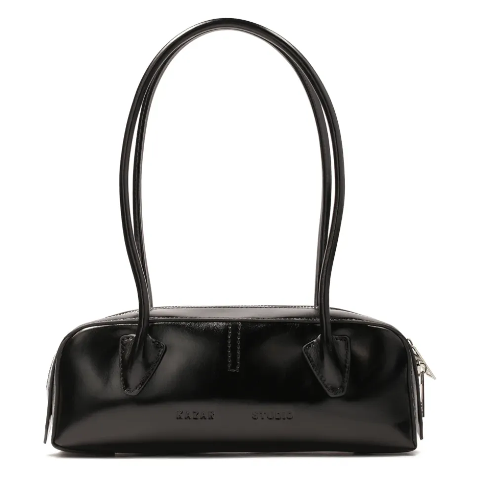 Schwarze Schultertasche mit länglicher Form