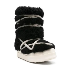 Schwarze Shearling Schnürschuhe