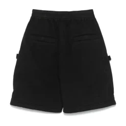 Schwarze Shorts mit tiefem Schritt und Kordel aus Baumwolle