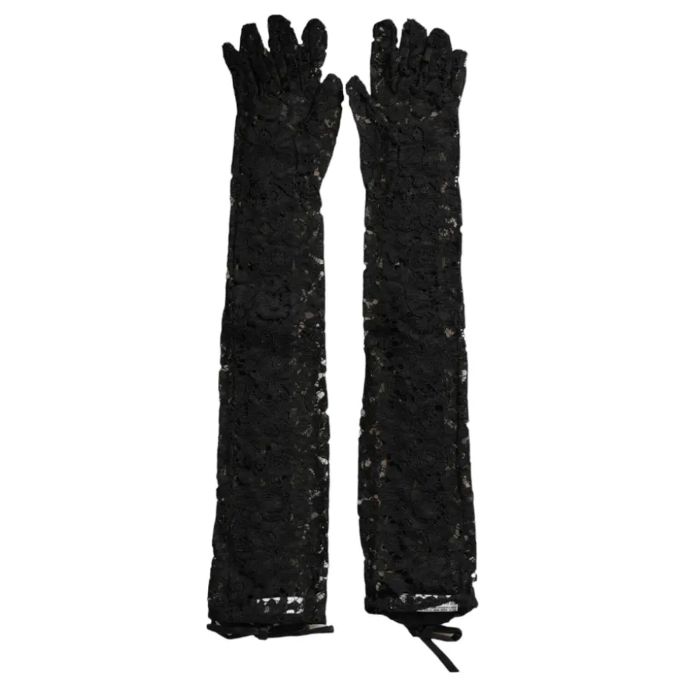 Schwarze Spitzen Ellenbogenlange Handschuhe