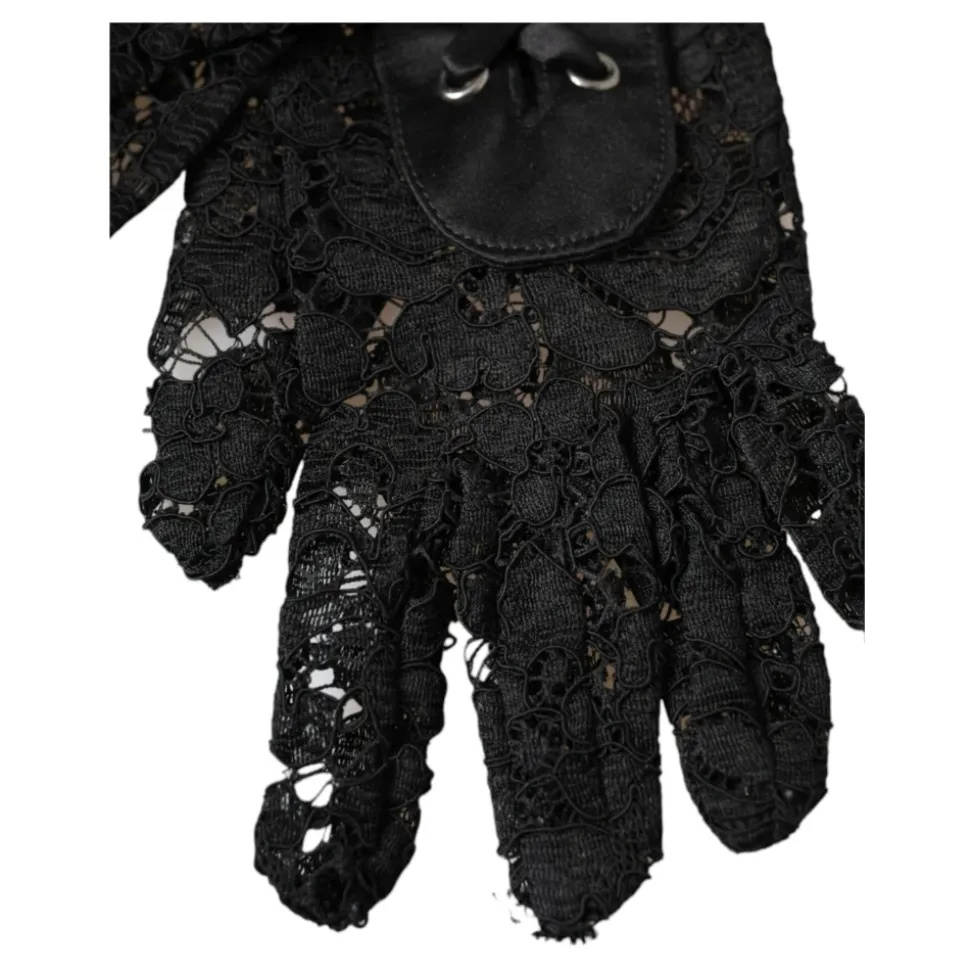 Schwarze Spitzen Ellenbogenlange Handschuhe