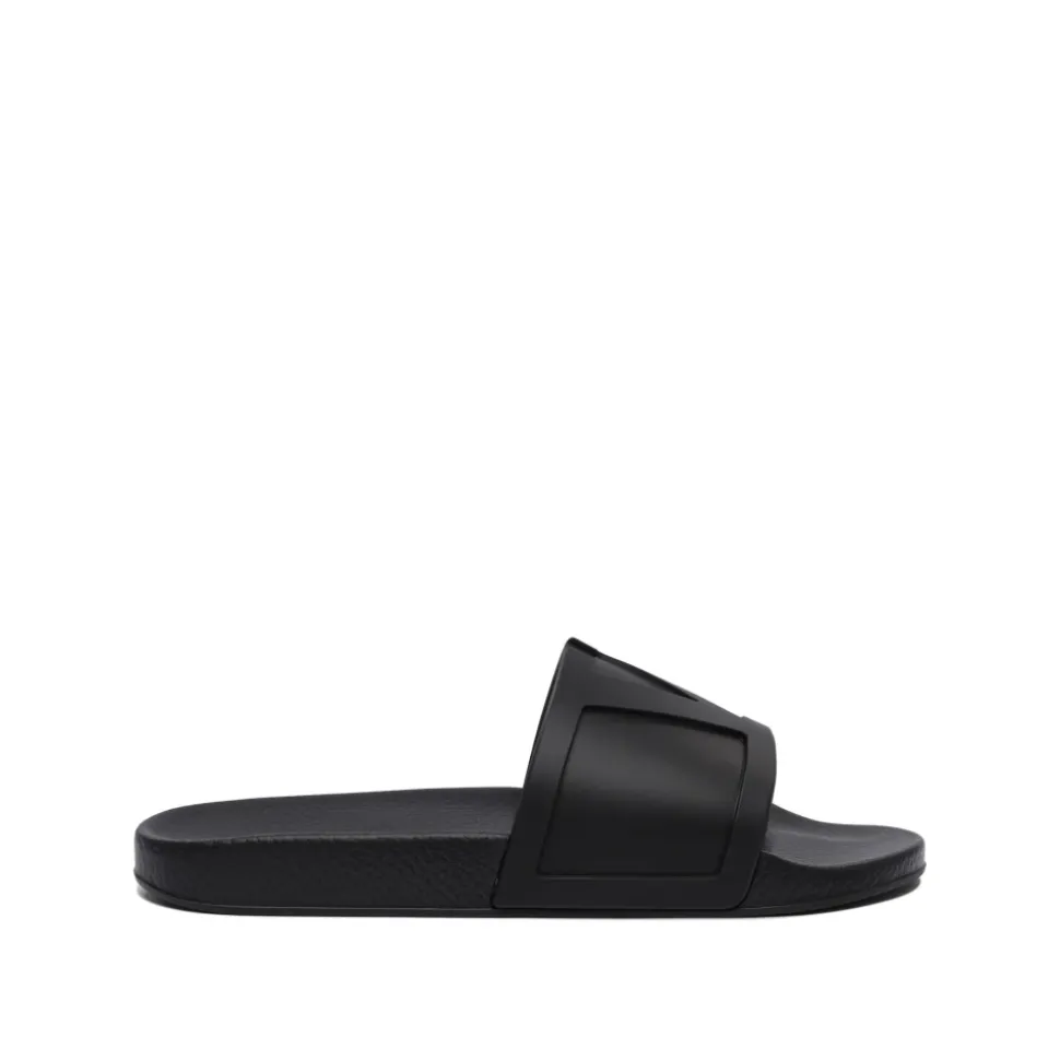 Schwarze Vlogo Slides Sandalen