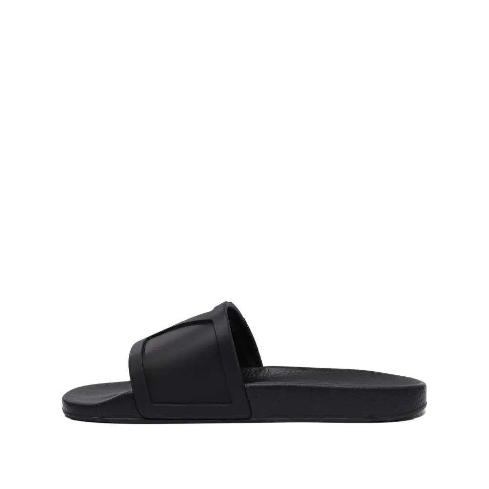 Schwarze Vlogo Slides Sandalen