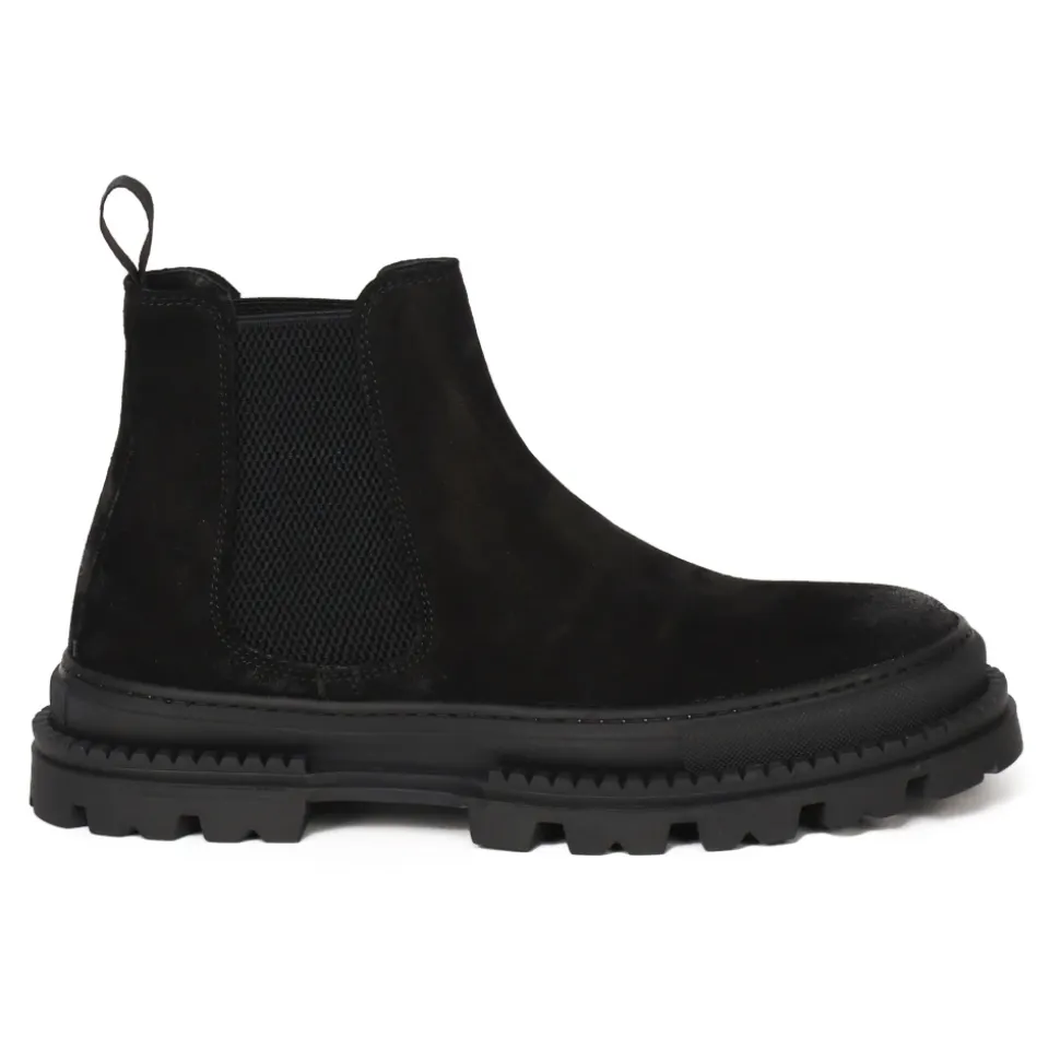 Schwarze Wildleder Flache Schuhe Elastischer Verschluss