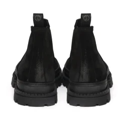Schwarze Wildleder Flache Schuhe Elastischer Verschluss