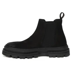 Schwarze Wildleder Flache Schuhe Elastischer Verschluss