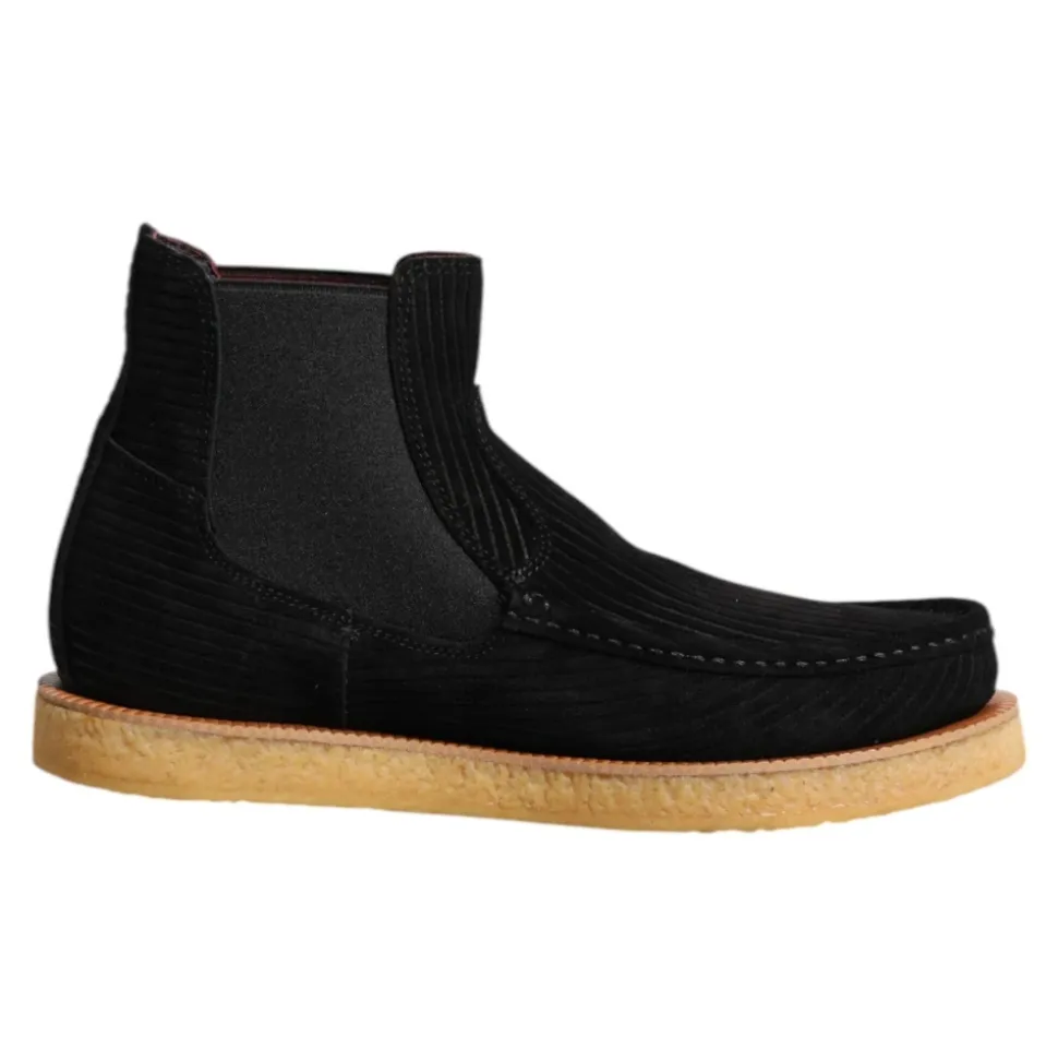 Schwarze Wildleder Slip On Stiefeletten